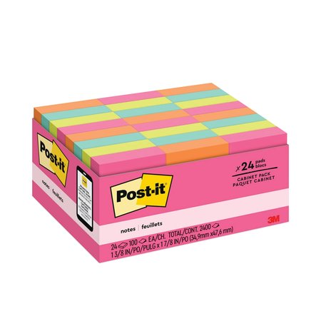 Post-It Original Pads in Cape Town Colors, 1 3/8 x 1 7/8, Plain, 100-Sht, PK24 65324ANVAD